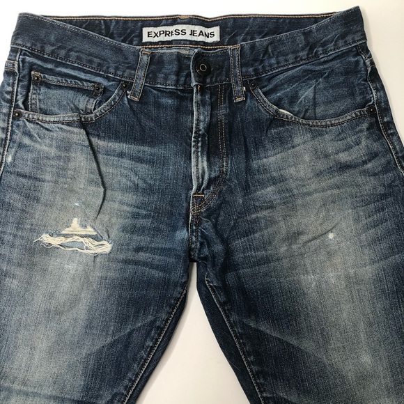Express Womens Dark Wash Distressed Denim Sz: 32 - Picture 10 of 10